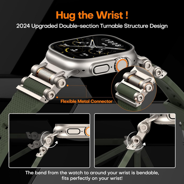 TAURI Apple Watch Ultra 3/2/1 Silikon Kay -Army Green