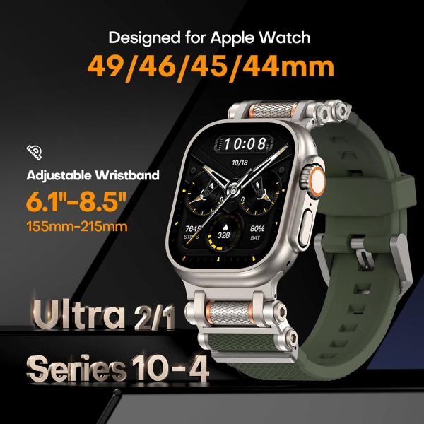 TAURI Apple Watch Ultra 3/2/1 Silikon Kay -Army Green