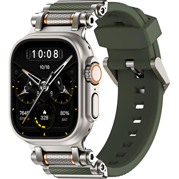 TAURI Apple Watch Ultra 3/2/1 Silikon Kay -Army Green
