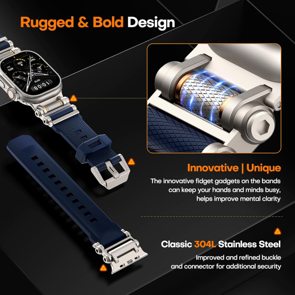 TAURI Apple Watch Ultra 3/2/1 Silikon Kay -Navy Blue