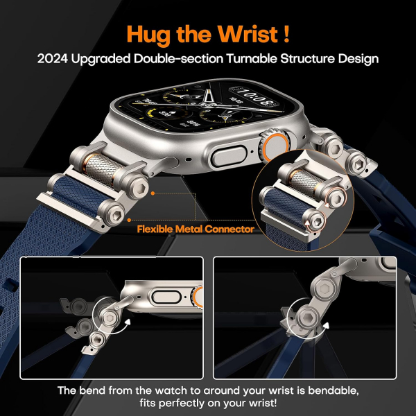 TAURI Apple Watch Ultra 3/2/1 Silikon Kay -Navy Blue