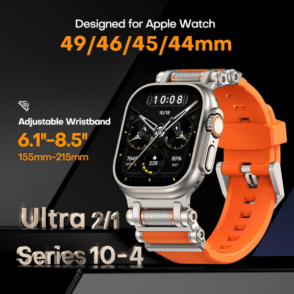 TAURI Apple Watch Ultra 3/2/1 Silikon Kay -Orange