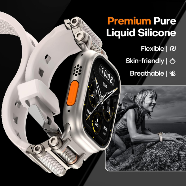 TAURI Apple Watch Ultra 3/2/1 Silikon Kay -Starlight