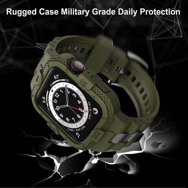 GELISHI Apple Watch 7 Koruyucu Klf (45mm)-Army Green