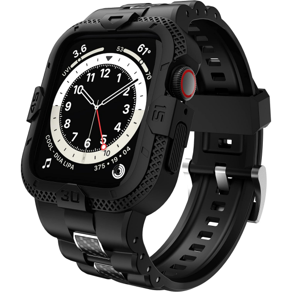 GELISHI Apple Watch 7 Koruyucu K�l�f (45mm)-Carbon Fiber/Black