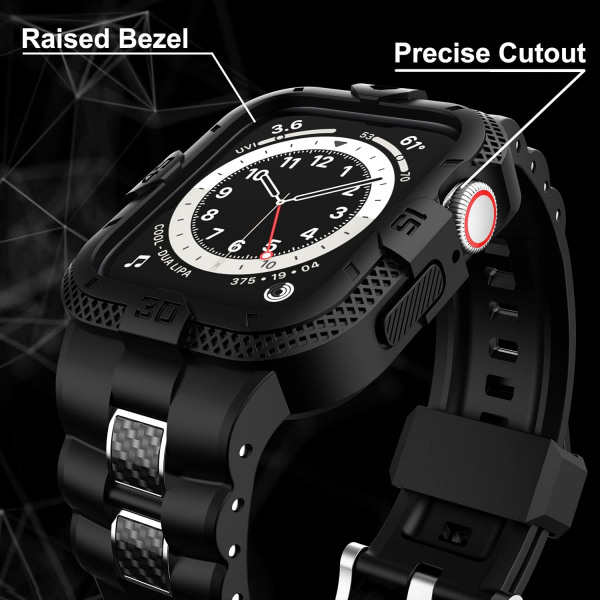 GELISHI Apple Watch 7 Koruyucu K�l�f (45mm)-Carbon Fiber/Black