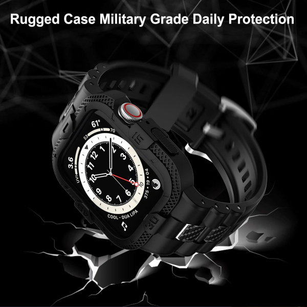 GELISHI Apple Watch 7 Koruyucu K�l�f (45mm)-Carbon Fiber/Black