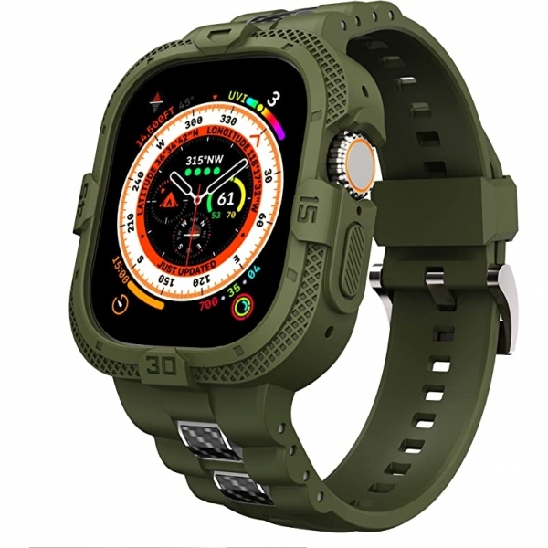 GELISHI Apple Watch Ultra Koruyucu Klf (49mm)-Military Green