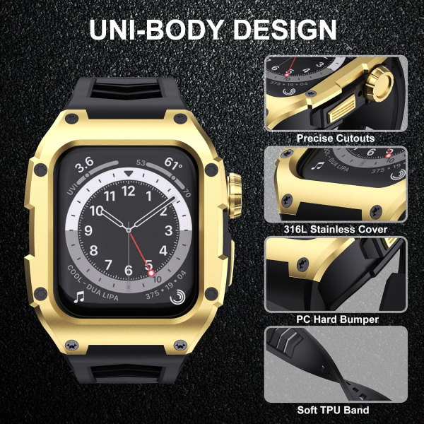 GELISHI Silikon Apple Watch 9/8/7 Kay�� (45mm)-Matte Gold