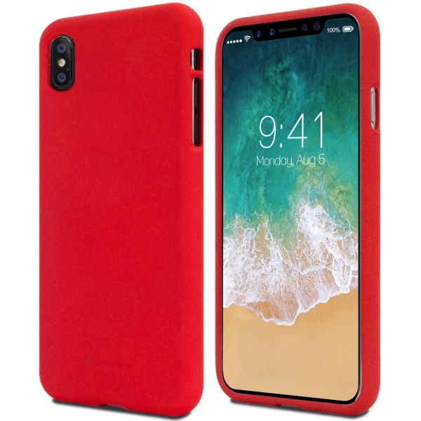 GOOSPERY Apple iPhone X Mat Silikon Klf-Red