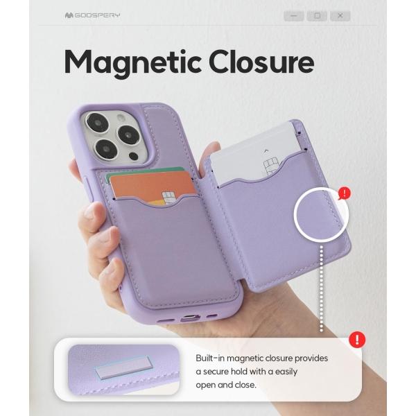 GOOSPERY Balance Fit Serisi Apple iPhone 15 Pro Czdan Klf -Purple