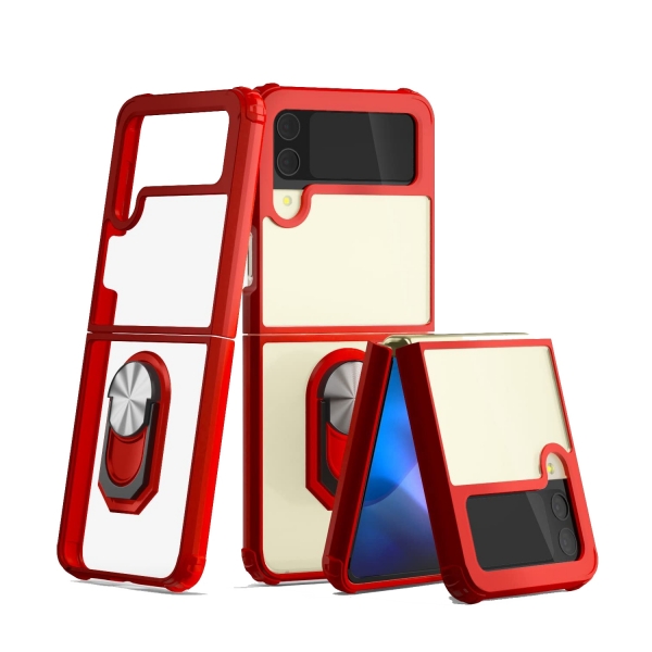 GOOSPERY Ring Holder Bumper Serisi Galaxy Z Flip 4 Standl Klf -Red