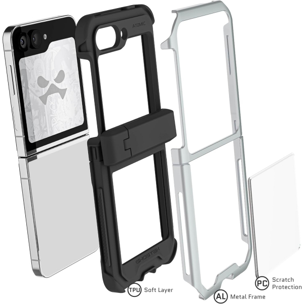 Ghostek Galaxy Z Flip 6 Darbeye Dayankl ATOMIC Klf-Silver 
