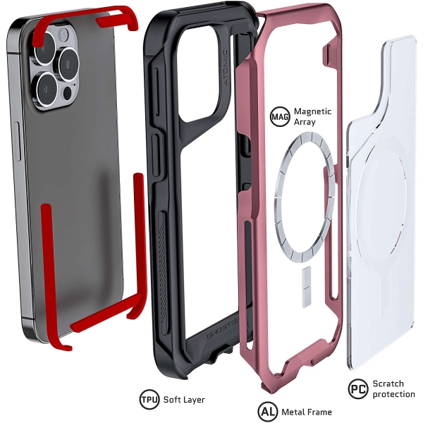 Ghostek Atomic Slim Serisi iPhone 13 Pro Klf (MIL-STD-810G)-Pink