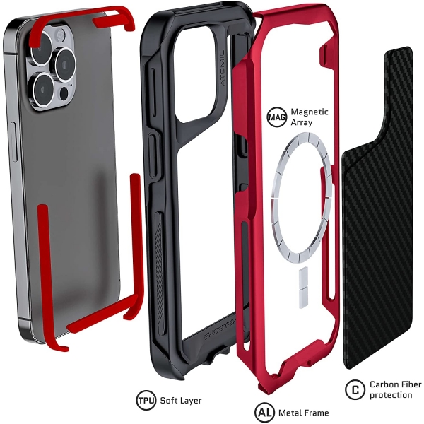 Ghostek Atomic Slim Serisi iPhone 13 Pro Klf (MIL-STD-810G)-Carbon Fiber