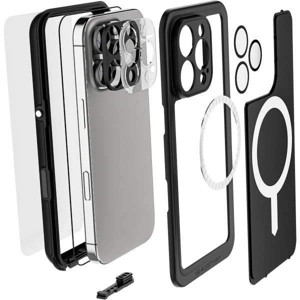 Ghostek Apple iPhone 16 Pro Su Geirmez Slim Klf -Black