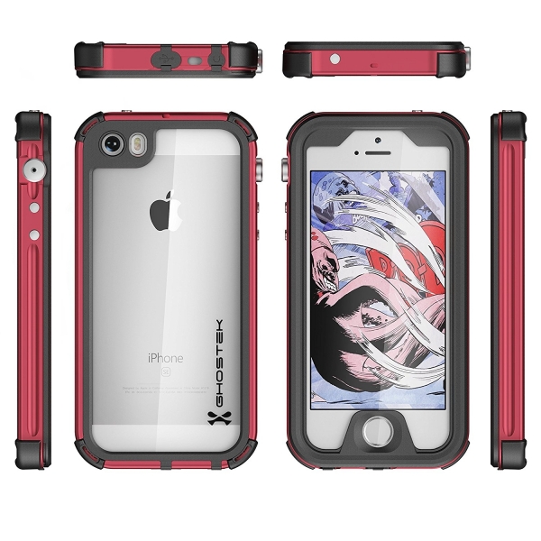 Ghostek Apple iPhone 5/5S/SE Atomic 3 Serisi Su Geirmez Klf-Red