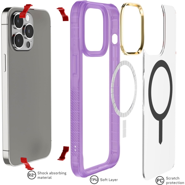 Ghostek Covert Serisi Apple iPhone 15 Pro Max Klf (MIL-STD-810G)-Purple