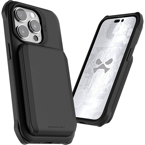 Ghostek EXEC Serisi iPhone 14 Manyetik Czdan Klf (MIL-STD-810G)-Black