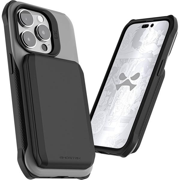 Ghostek EXEC Serisi iPhone 14 Manyetik Czdan Klf (MIL-STD-810G)-Grey