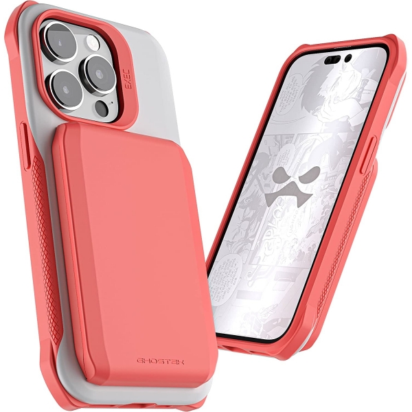 Ghostek EXEC Serisi iPhone 14 Manyetik Czdan Klf (MIL-STD-810G)-Pink