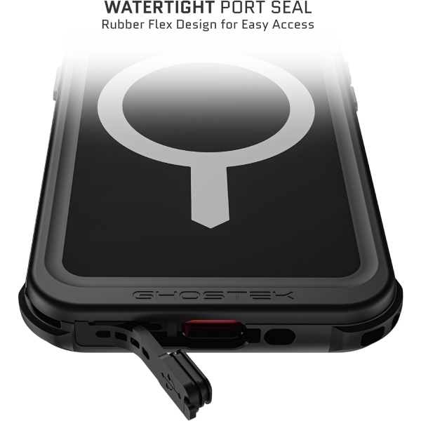 Ghostek Nautical Apple Serisi iPhone 15 Su Geirmez Klf (MIL-STD-810G)-Black