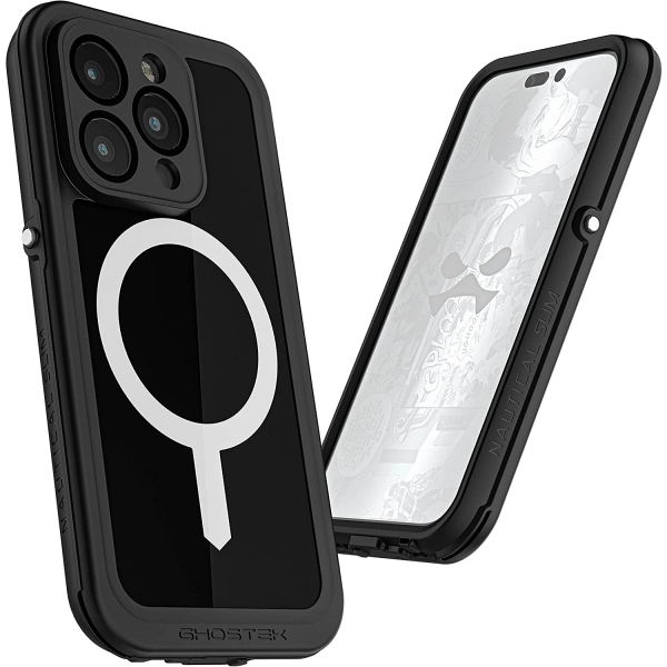 Ghostek Nautical Serisi nce iPhone 14 Pro Su Geirmez Klf (MIL-STD-810G)-Black