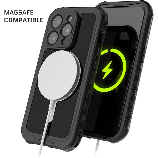 Ghostek Nautical Serisi iPhone 14 Pro Max Su Geirmez Klf (MIL-STD-810G)-Black