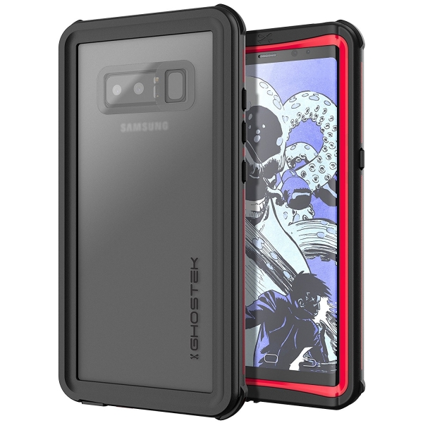 Ghostek Samsung Galaxy Note 8 Nautical Serisi Su Geirmez Klf (MIL-STD-810G)-Red