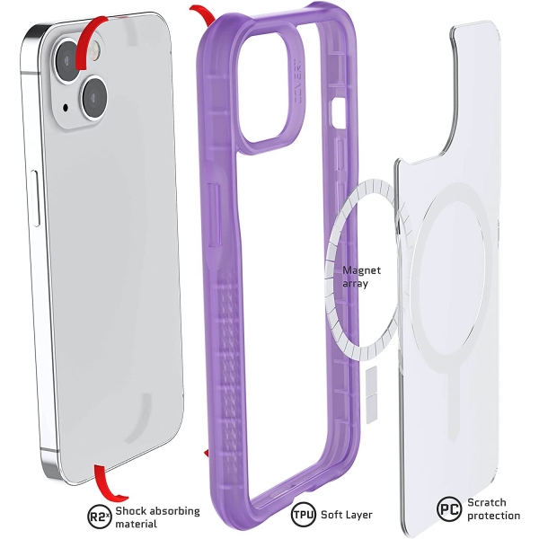 Ghostek iPhone 13 Mini Covert Serisi Klf (MIL-STD-810G)-Purple
