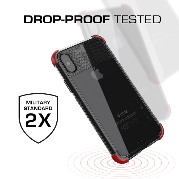 Ghostek iPhone XS / X Covert 2 Seri Kablosuz arj Destekli Klf (MIL-STD-810G)-Red