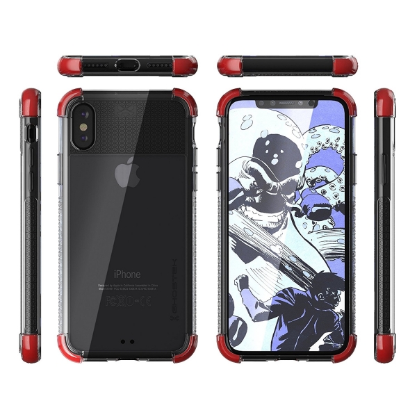 Ghostek iPhone XS / X Covert 2 Seri Kablosuz arj Destekli Klf (MIL-STD-810G)-Red