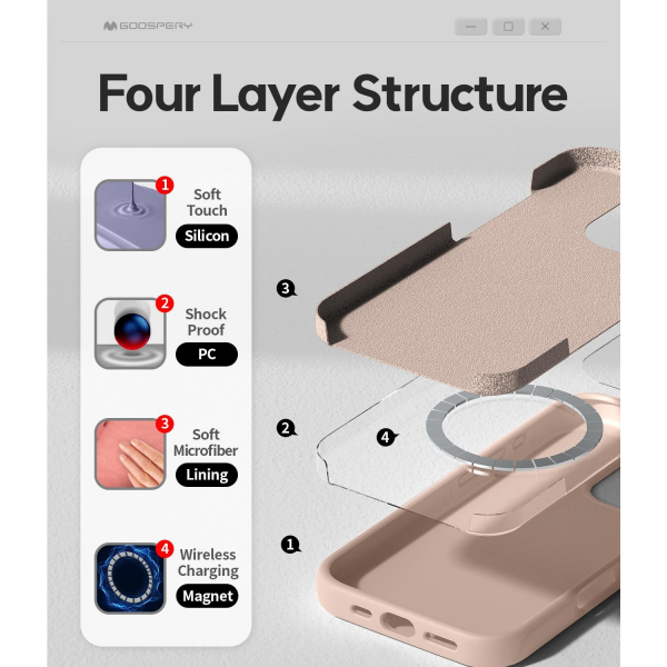 Goospery Apple iPhone 16 Pro Liquid Klf-Pink 