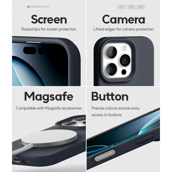 Goospery Apple iPhone 16 Pro Liquid Klf-Navy