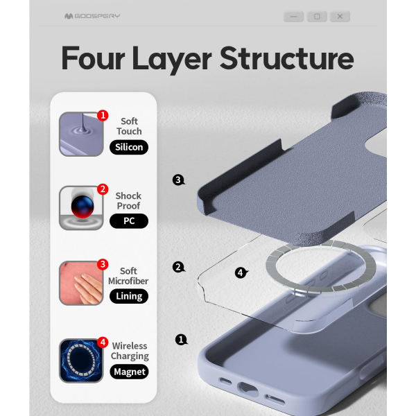 Goospery Apple iPhone 16 Pro Liquid Klf-Lavender Gray