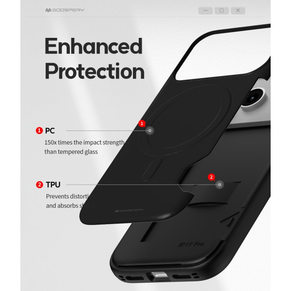 Goospery Apple iPhone 17 Pro Max Magnetic Door K�l�f -Black
