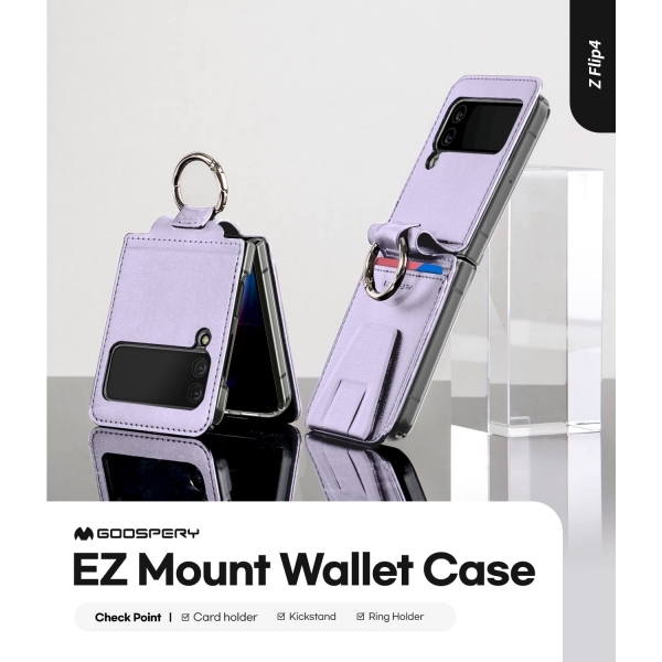 Goospery EZ Mount Serisi Galaxy Z Flip 4 Czdan Klf-Lavender