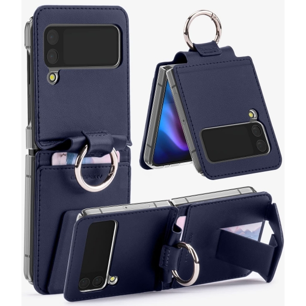 Goospery EZ Mount Serisi Galaxy Z Flip 4 Czdan Klf-Navy