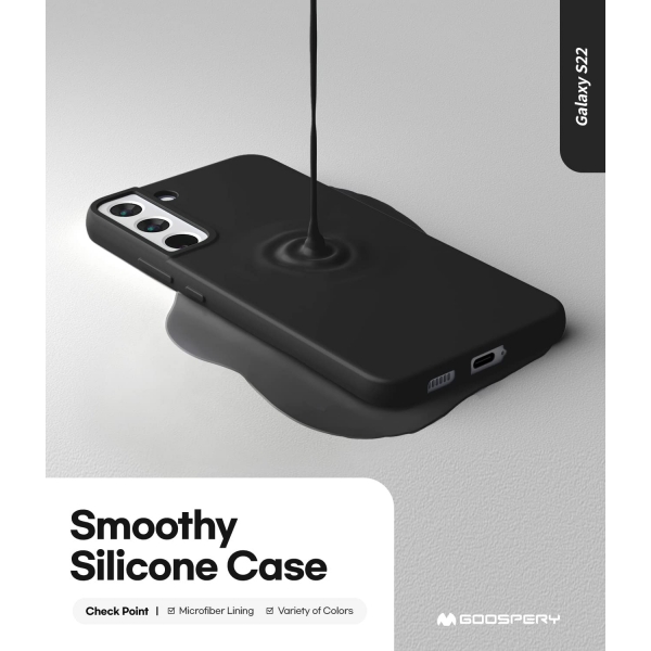 Goospery Liquid Serisi Silikon Samsung Galaxy S22 Klf-Black