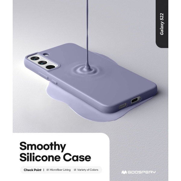 Goospery Liquid Serisi Silikon Samsung Galaxy S22 Klf-Lavender Grey