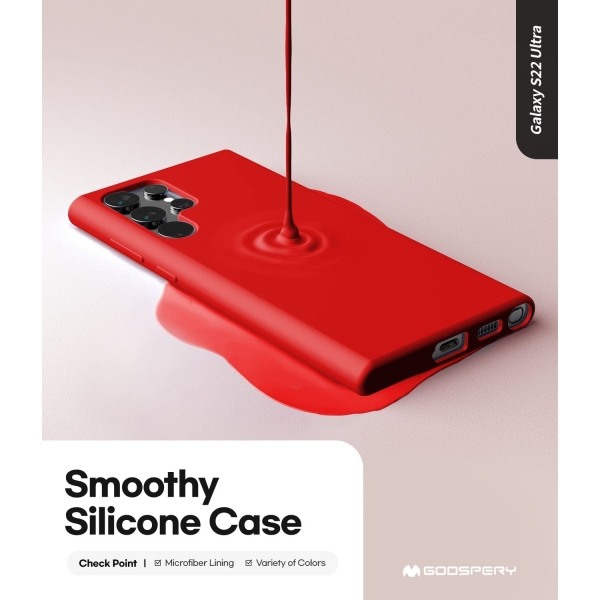 Goospery Liquid Serisi Silikon Samsung Galaxy S22 Ultra Klf-Red