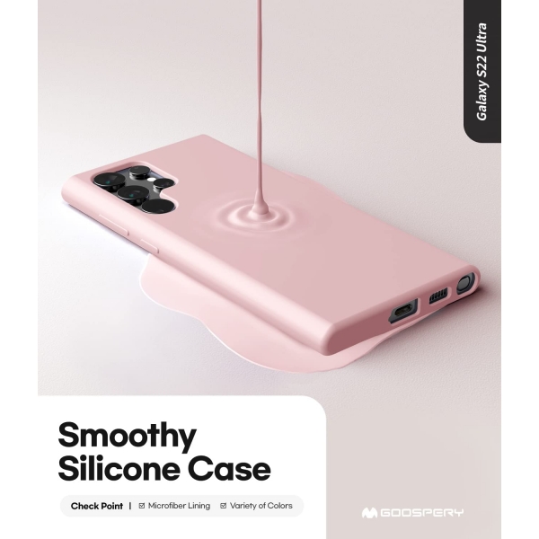 Goospery Liquid Serisi Silikon Samsung Galaxy S22 Ultra Klf-Pink
