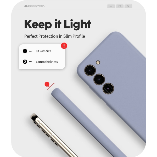 Goospery Liquid Serisi Silikon Samsung Galaxy S23 Klf-Lavender Grey