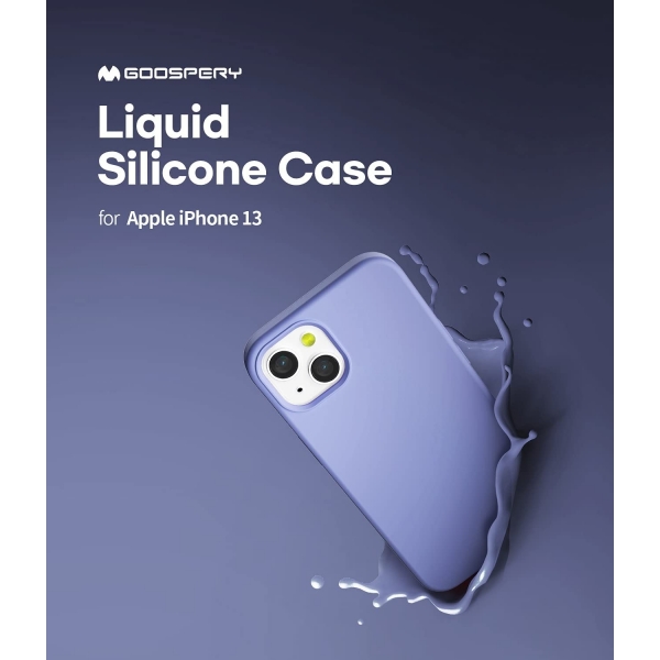 Goospery Liquid Silicone iPhone 13 Darbeye Dayankl Klf-Lavender Gray