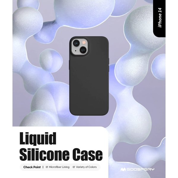 Goospery Liquid Silicone iPhone 14 Darbeye Dayankl Klf-Black