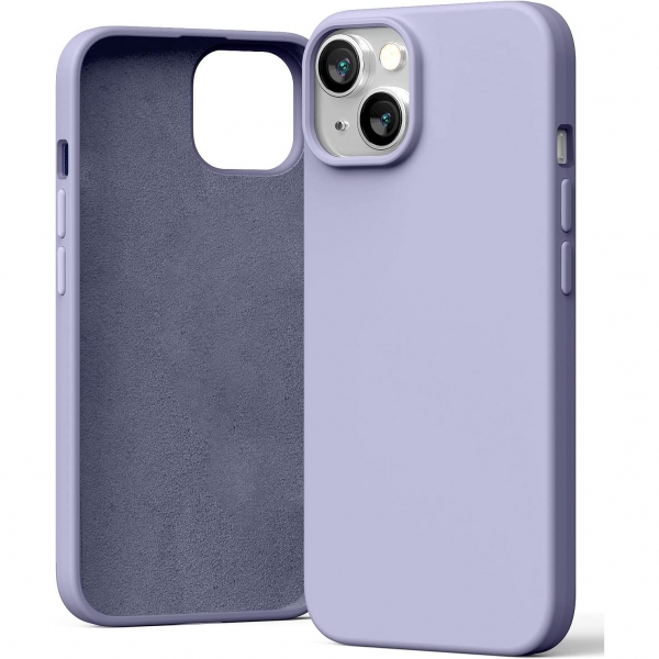 Goospery Liquid Silicone iPhone 14 Darbeye Dayankl Klf-Lavender Gray