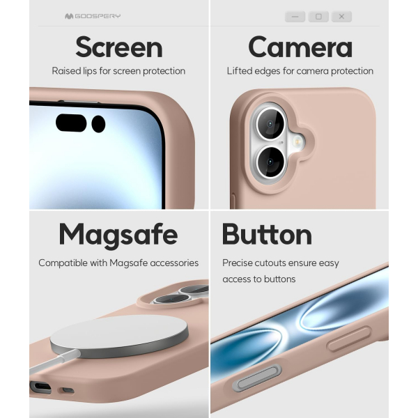 Goospery Apple iPhone 16 Liquid Klf-Pink 