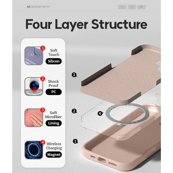 Goospery Apple iPhone 16 Liquid Klf-Pink 