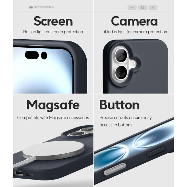 Goospery Apple iPhone 16 Liquid Klf-Navy