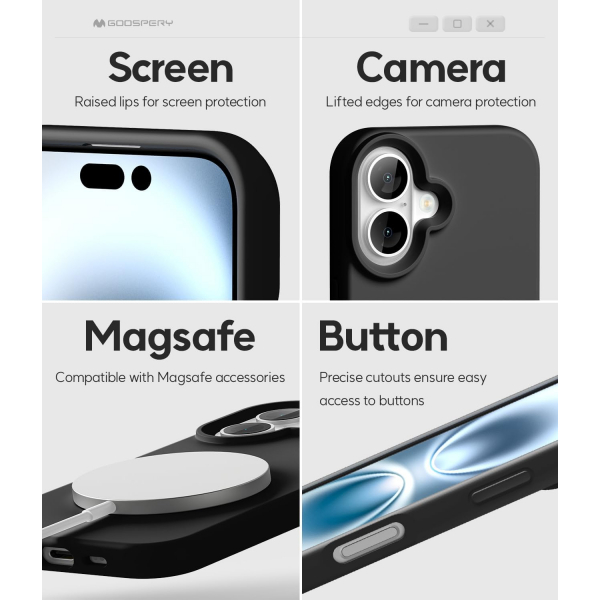 Goospery Apple iPhone 16 Liquid Klf-Black